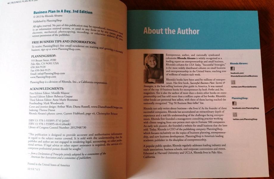 Business Plan In a Day - By Rhonda Abrams - Dailey Booksellers